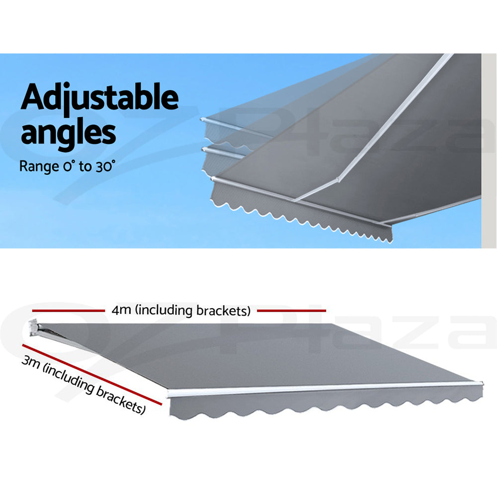 Retractable Awning Folding Arm Sunshade Pearl Grey