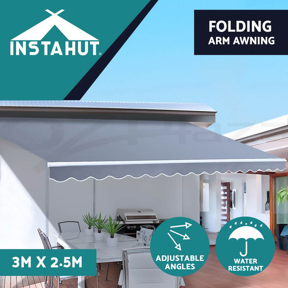 Retractable Awning Folding Arm Sunshade Pearl Grey