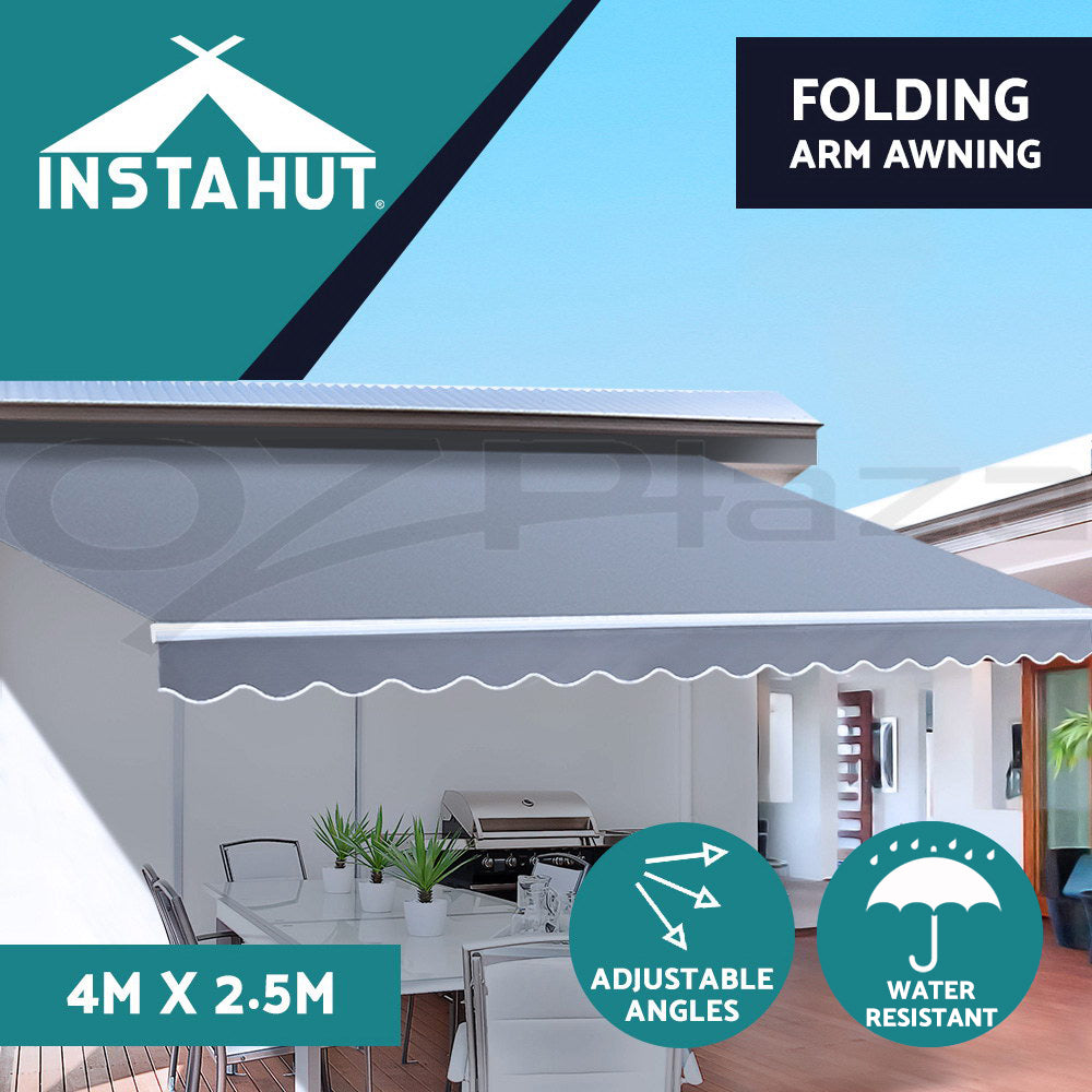 Retractable Awning Folding Arm Sunshade Pearl Grey