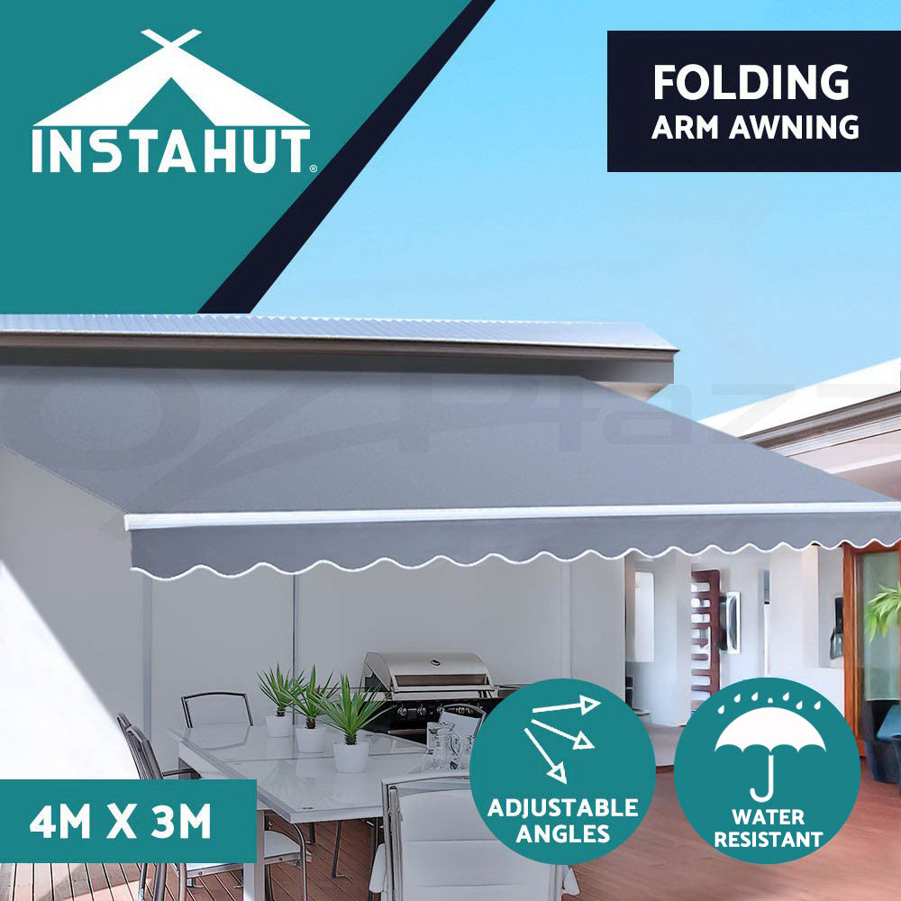 Retractable Awning Folding Arm Sunshade Pearl Grey