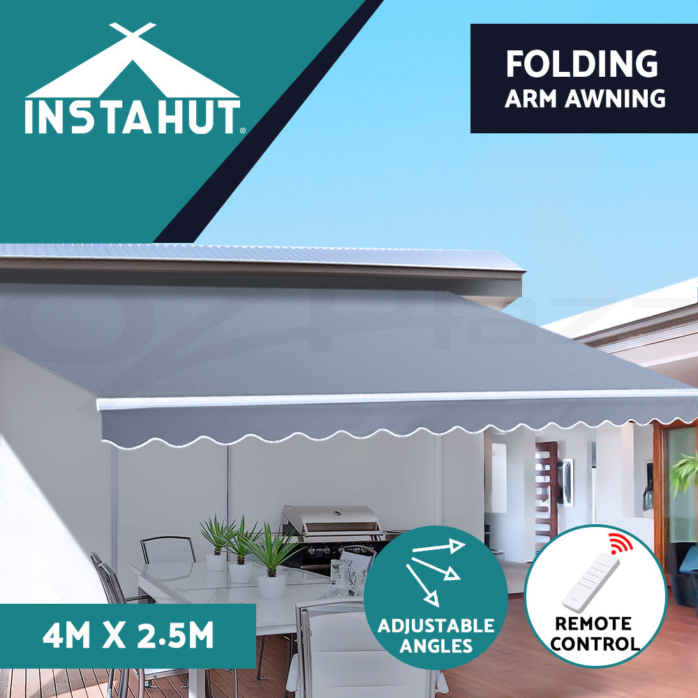Retractable Awning Folding Arm Sunshade Pearl Grey