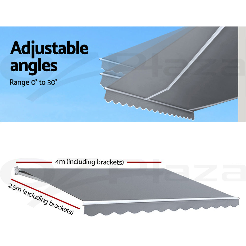 Retractable Awning Folding Arm Sunshade Pearl Grey