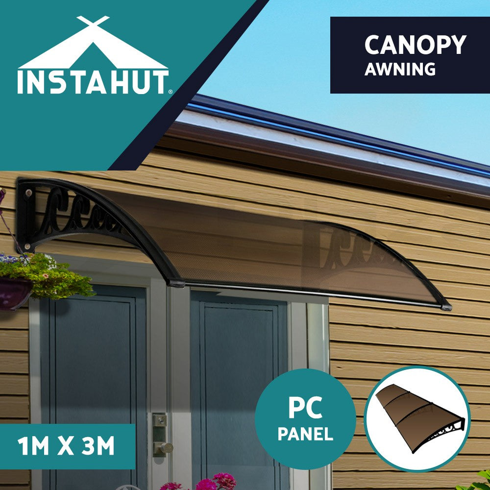 Instahut Window Door Awning Door Canopy Patio Shade 1-6M Rain Cover Sun Shield