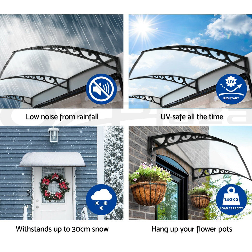 Instahut Window Door Awning Door Canopy Patio Shade 1-6M Rain Cover Sun Shield