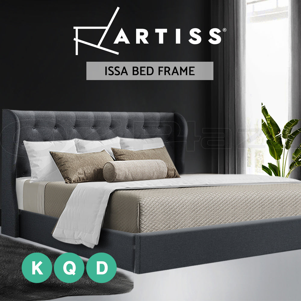 Bed Frame Queen Double King Single Gas Lift Storage Wood Fabric