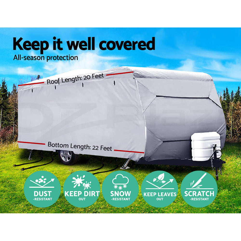 Weisshorn Caravan Cover Heavy Duty 14-24ft 4 Layer Campervan UV 5 Sizes Bag