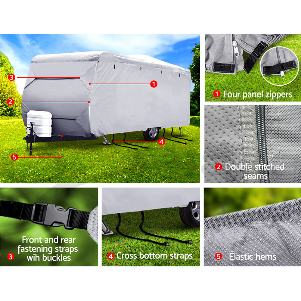 Weisshorn Caravan Cover Heavy Duty 14-24ft 4 Layer Campervan UV 5 Sizes Bag