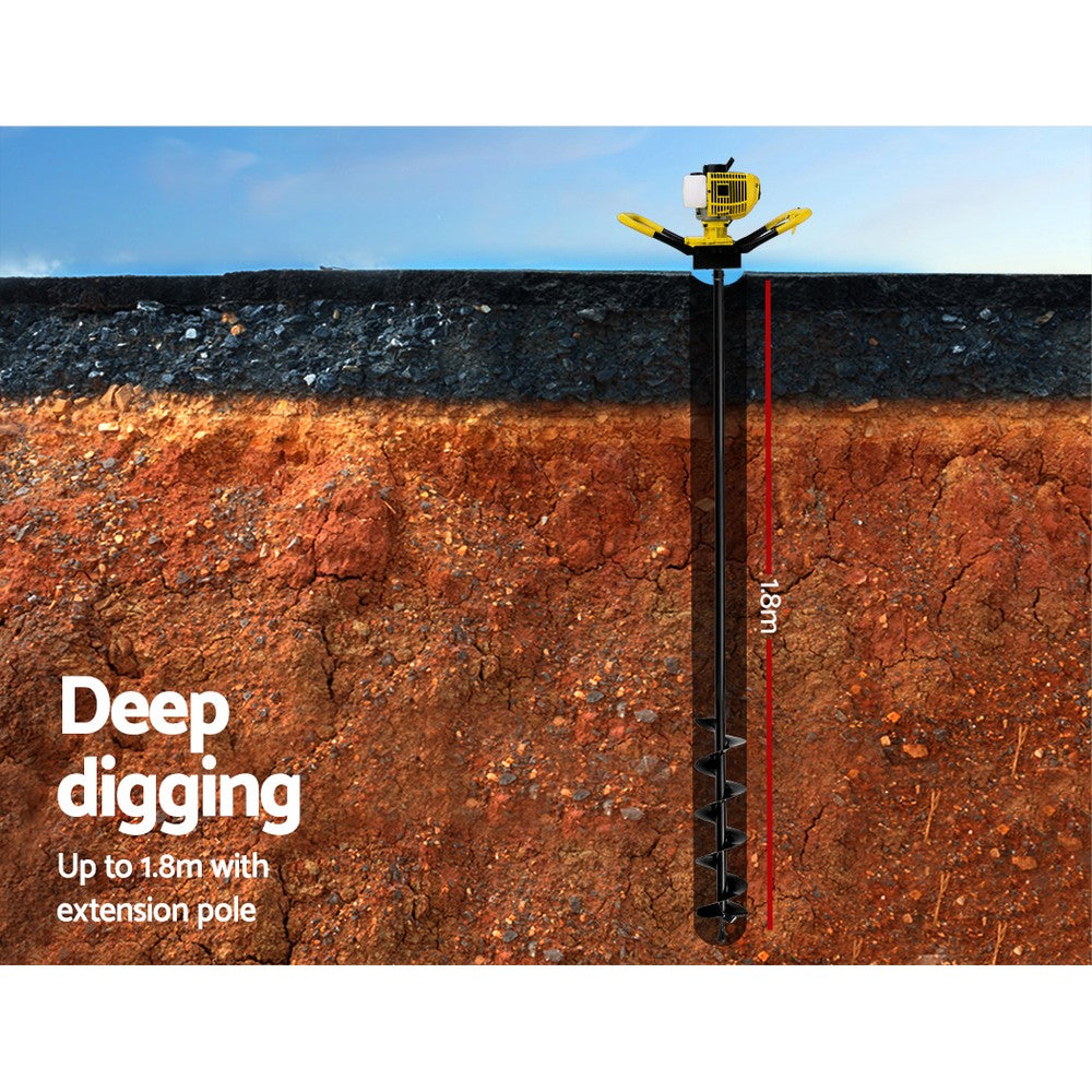 Petrol Post Hole Digger Auger Drill Borer Fence Earth Power Bits