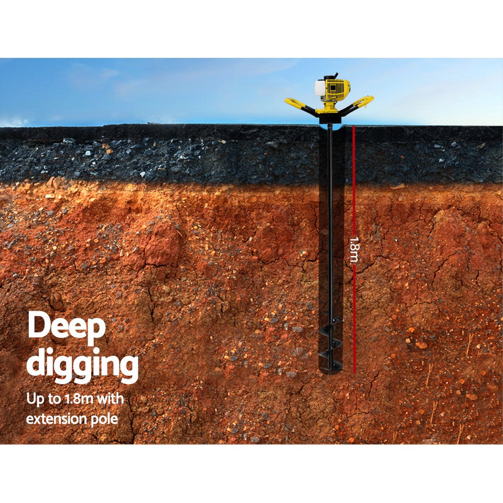 Petrol Post Hole Digger Auger Drill Borer Fence Earth Power Bits