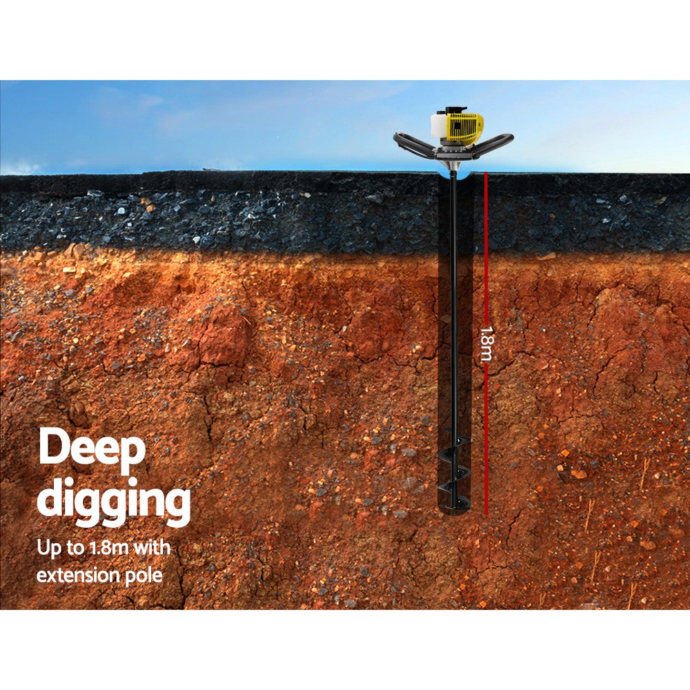 Petrol Post Hole Digger Auger Drill Borer Fence Earth Power Bits