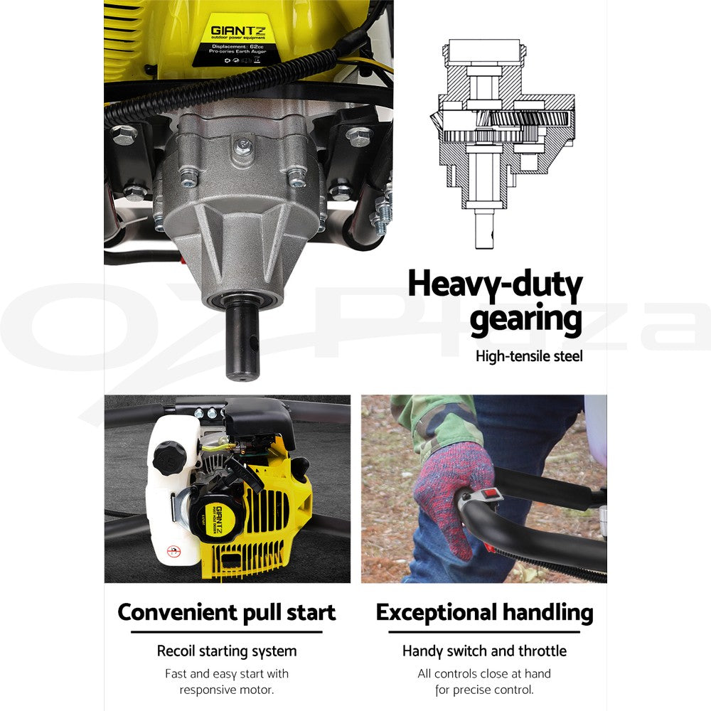 Petrol Post Hole Digger Auger Drill Borer Fence Earth Power Bits
