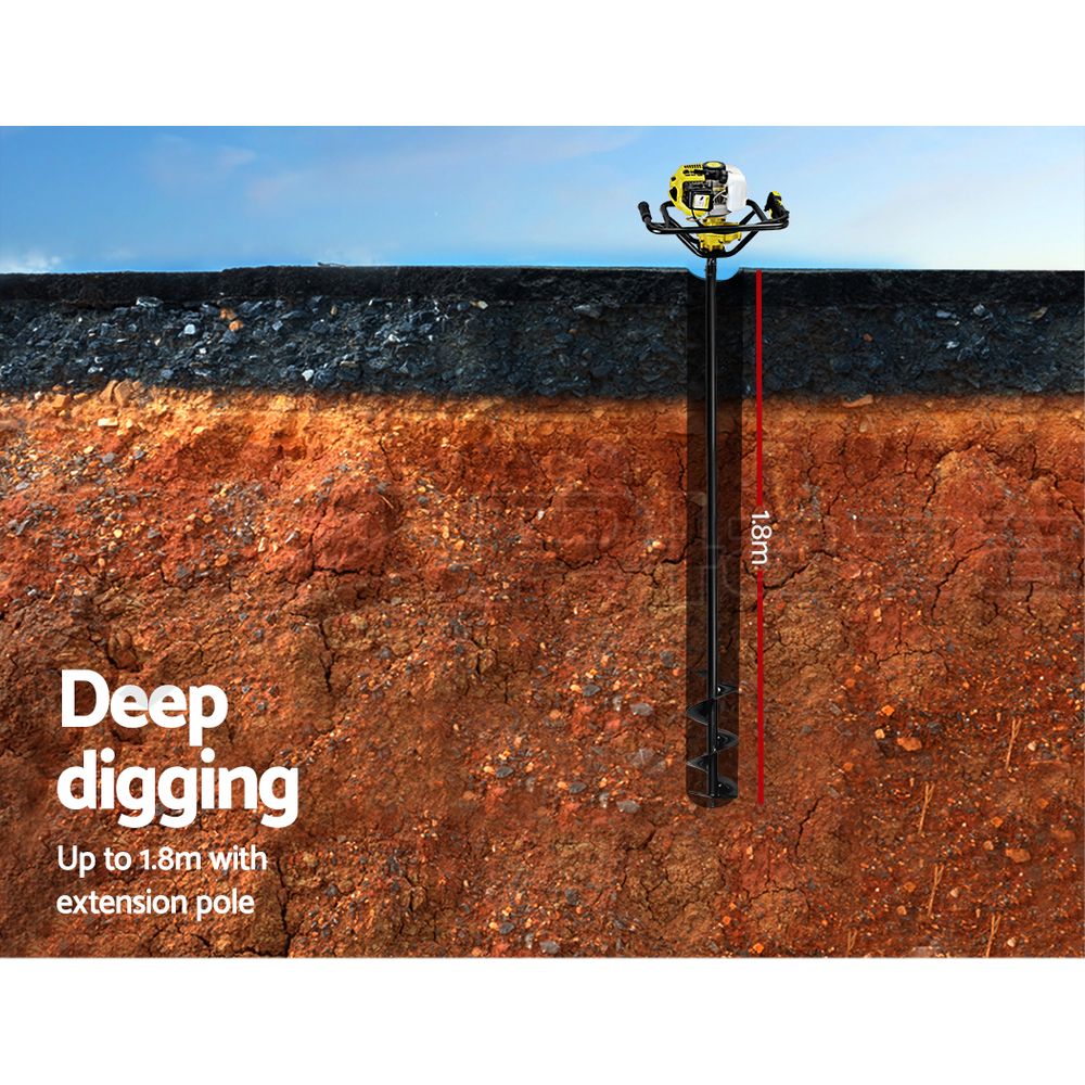 Petrol Post Hole Digger Auger Drill Borer Fence Earth Power Bits