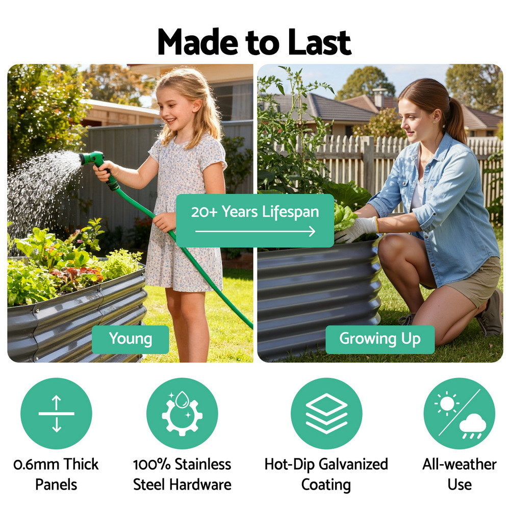 Green Fingers Garden Bed Kit Galvanised Steel Raised Garden Beds Kit Planter