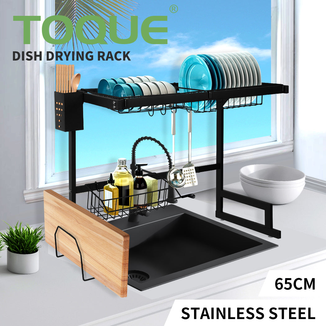 Toque Dish Drying Rack – Stainless Steel Over-Sink Cup & Cutlery Organizer