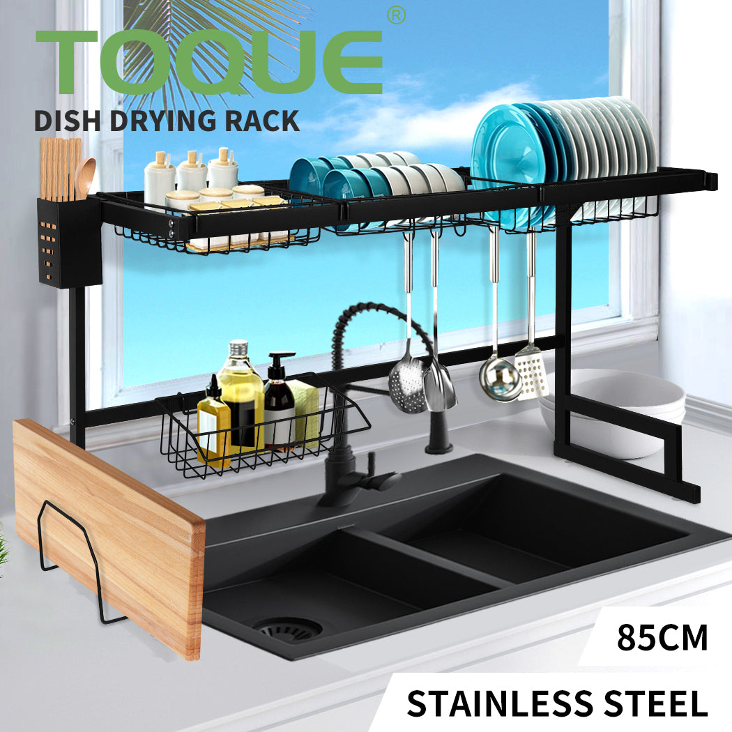 Toque Dish Drying Rack – Stainless Steel Over-Sink Cup & Cutlery Organizer