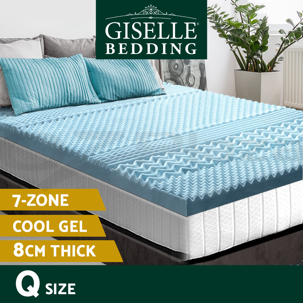 8cm Memory Foam Mattress Topper Cool Gel Bamboo 7-Zone