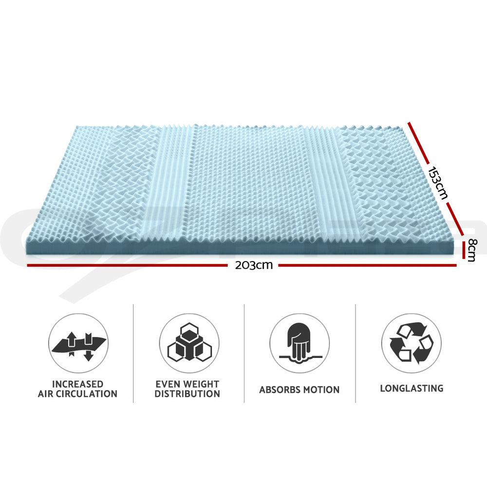 8cm Memory Foam Mattress Topper Cool Gel Bamboo 7-Zone
