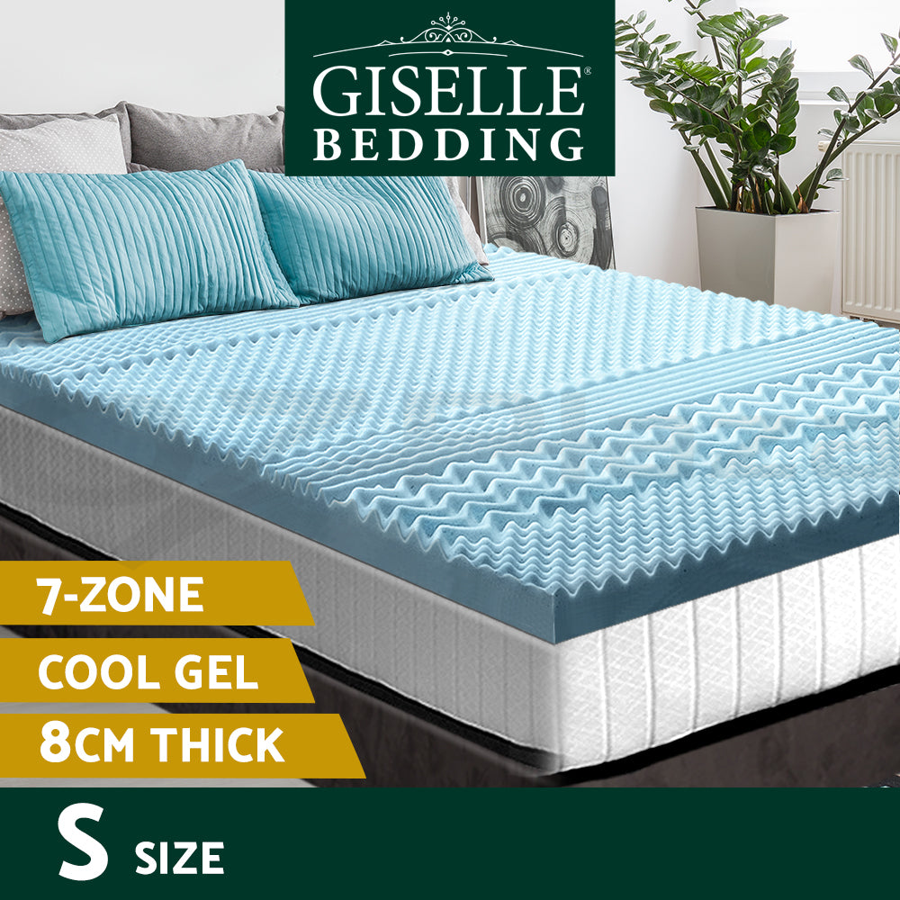8cm Memory Foam Mattress Topper Cool Gel Bamboo 7-Zone