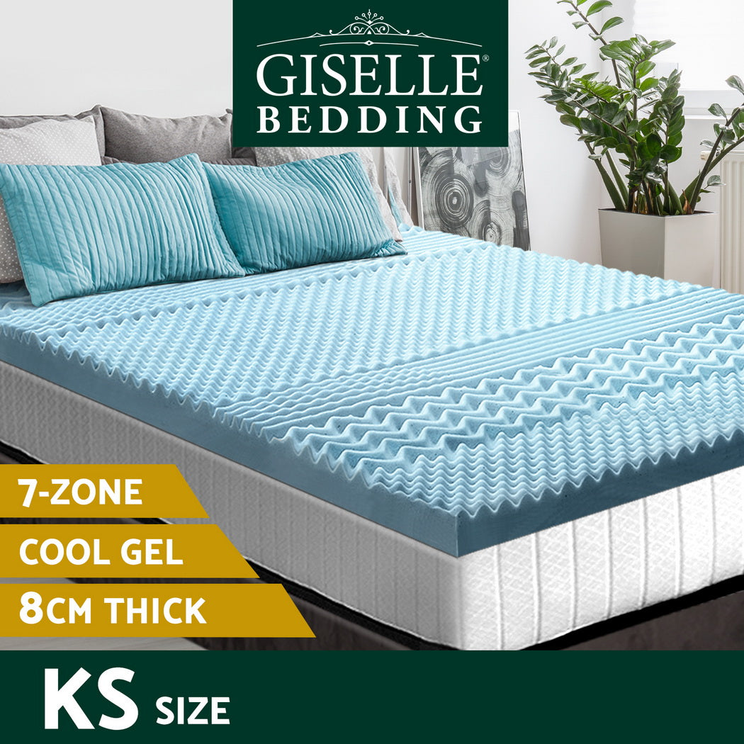 8cm Memory Foam Mattress Topper Cool Gel Bamboo 7-Zone