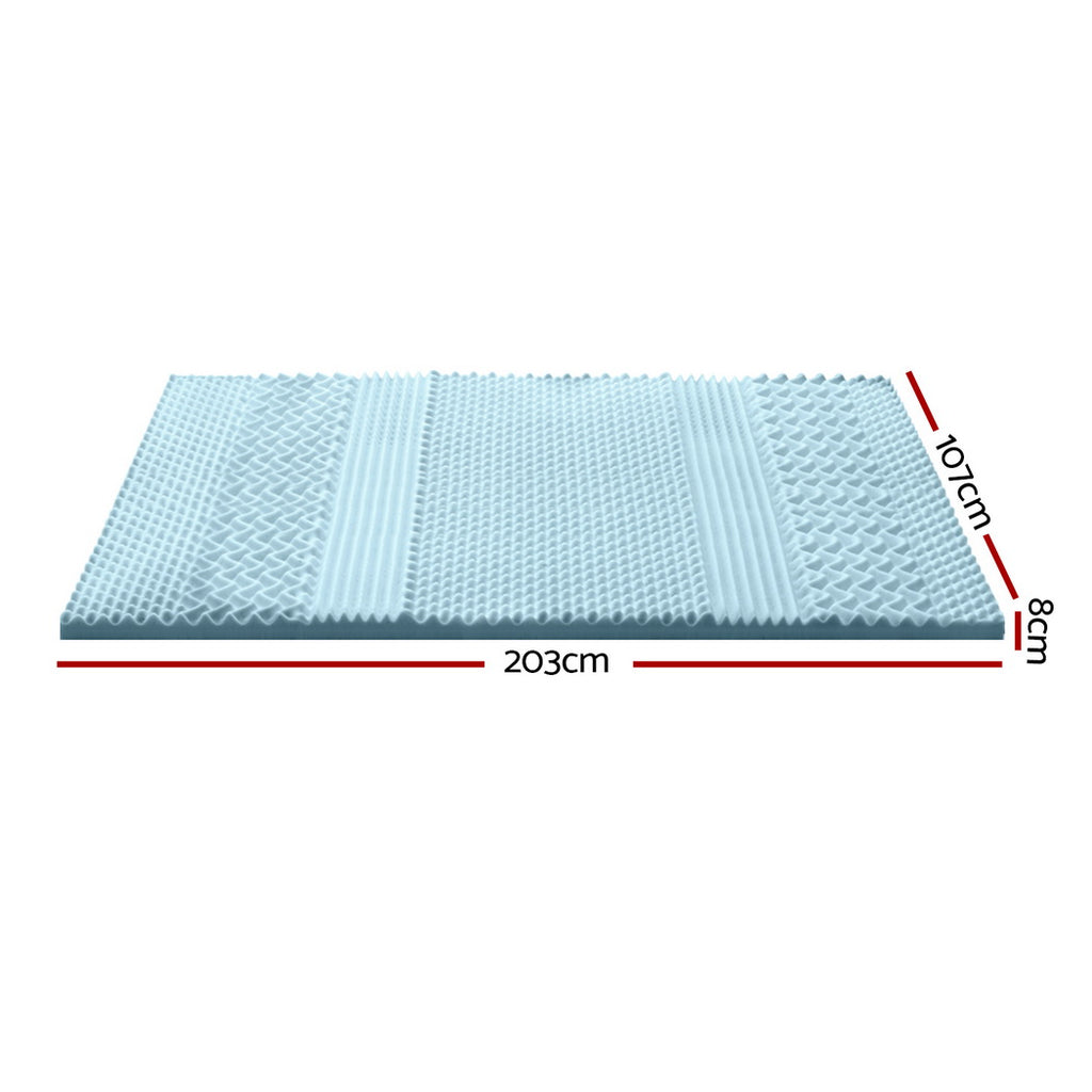 8cm Memory Foam Mattress Topper Cool Gel Bamboo 7-Zone