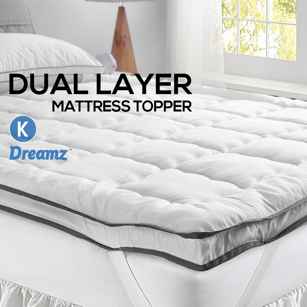 Dreamz Mattress Topper – Pillowtop Luxury Bed Mat Protector Cover