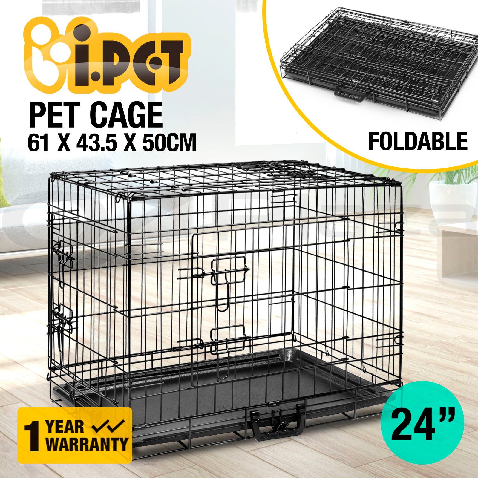 Dog Cage Crate Metal Kennel Cat Playpen Large 24–48"