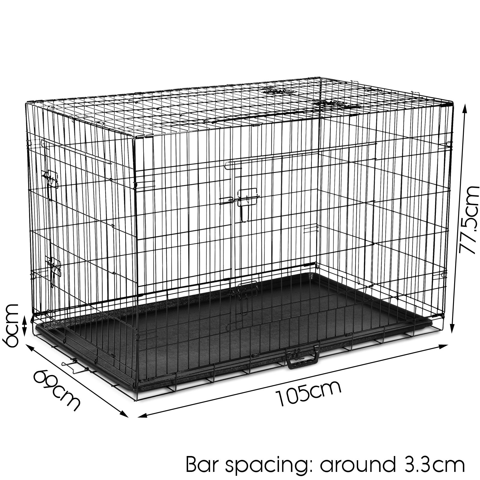 Dog Cage Crate Metal Kennel Cat Playpen Large 24–48"