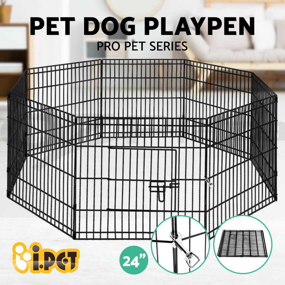 8 Panel Foldable Metal Dog Puppy Playpen Enclosure