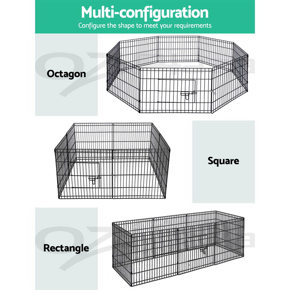8 Panel Foldable Metal Dog Puppy Playpen Enclosure