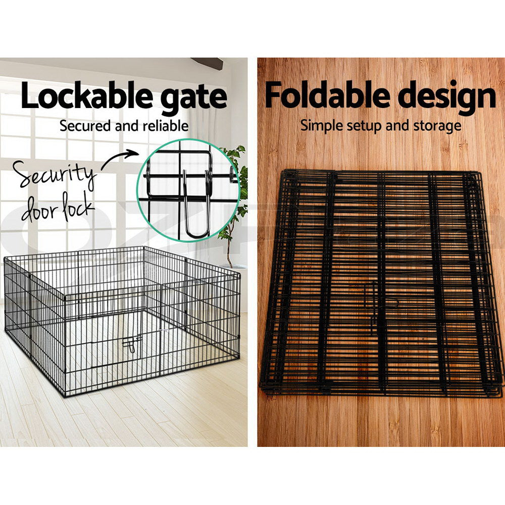 8 Panel Foldable Metal Dog Puppy Playpen Enclosure