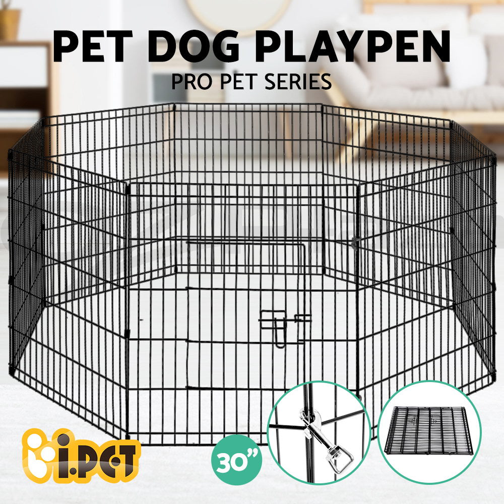 8 Panel Foldable Metal Dog Puppy Playpen Enclosure