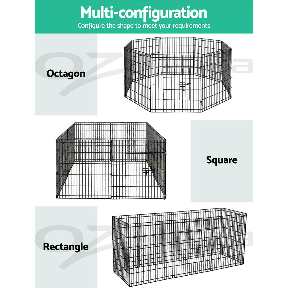 8 Panel Foldable Metal Dog Puppy Playpen Enclosure
