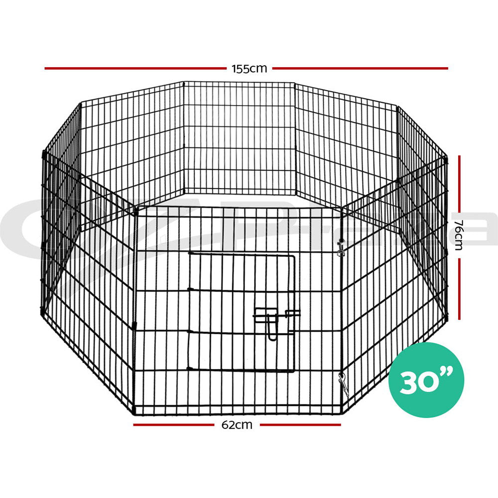 8 Panel Foldable Metal Dog Puppy Playpen Enclosure