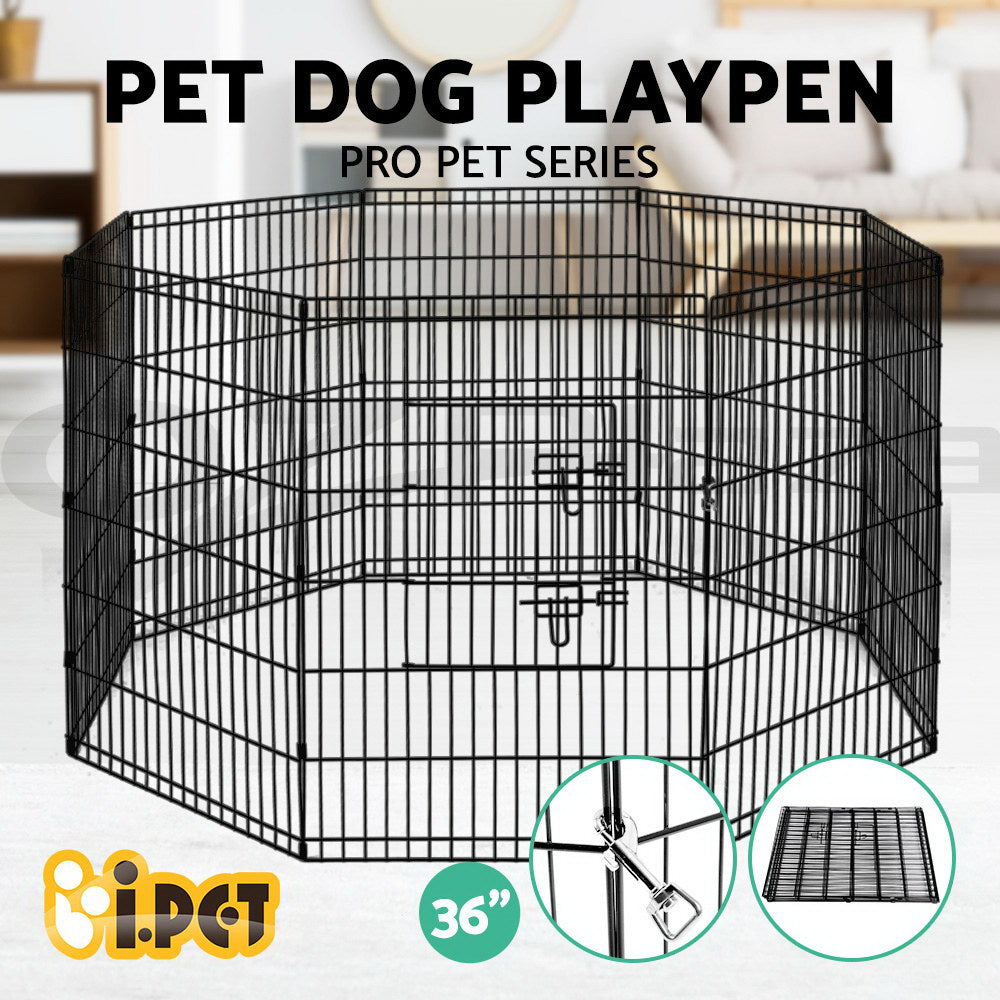 8 Panel Foldable Metal Dog Puppy Playpen Enclosure
