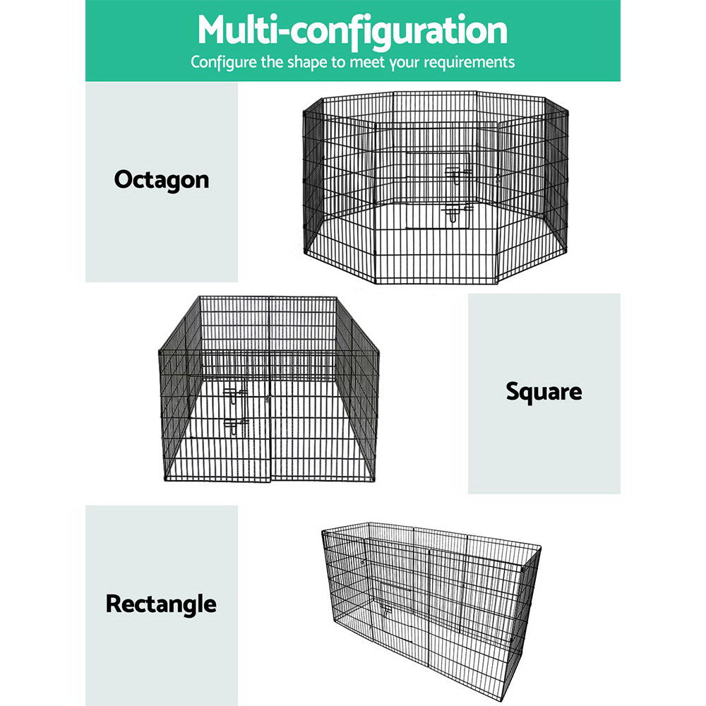 8 Panel Foldable Metal Dog Puppy Playpen Enclosure