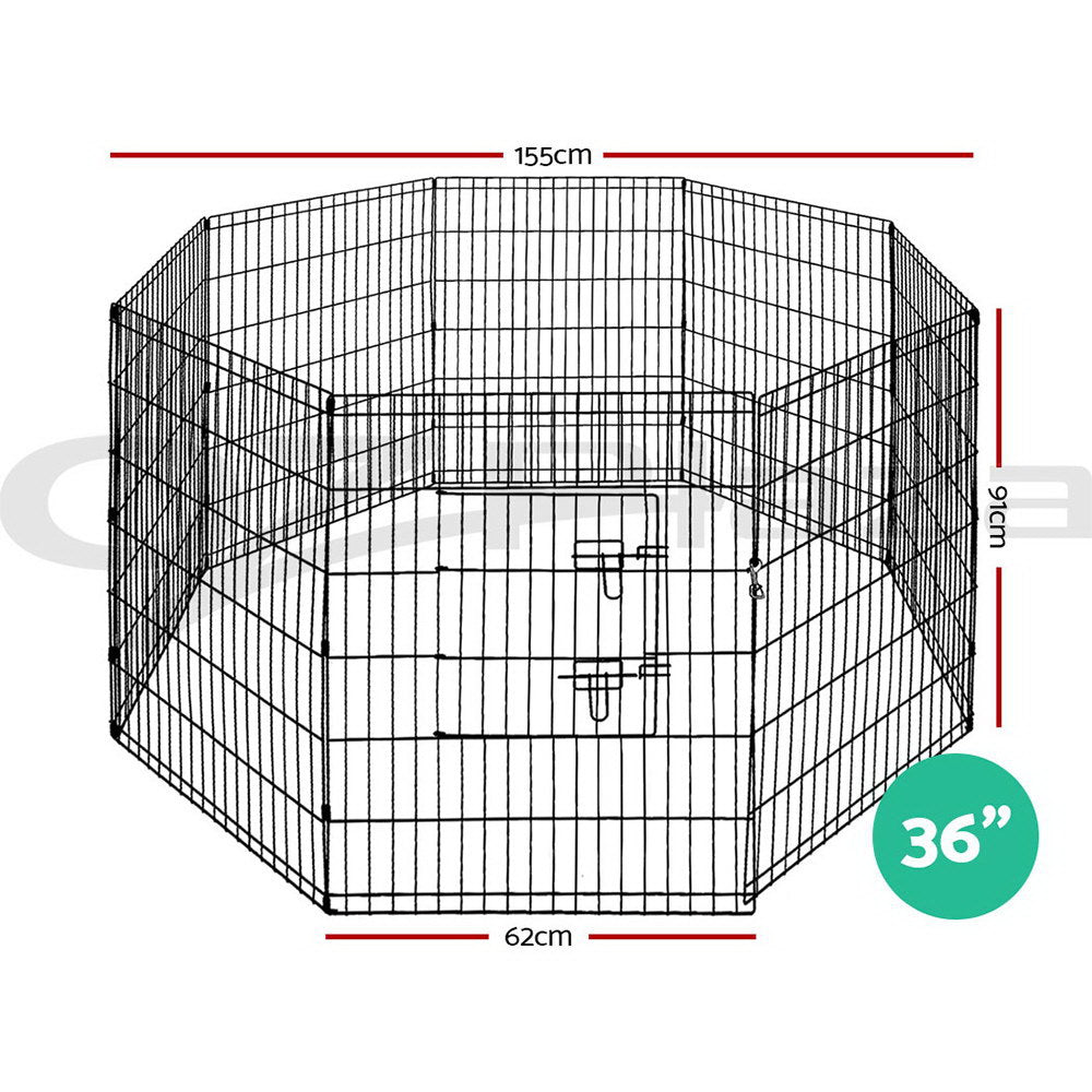 8 Panel Foldable Metal Dog Puppy Playpen Enclosure