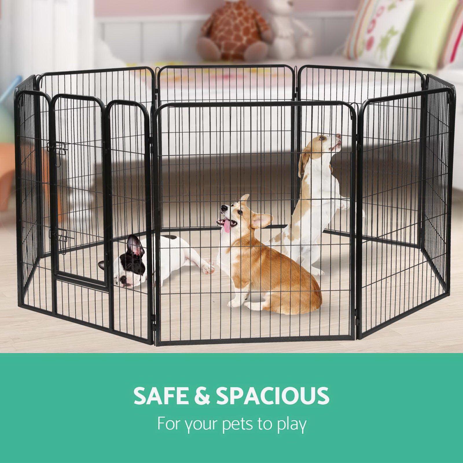 8 Panel Foldable Metal Dog Puppy Playpen Enclosure
