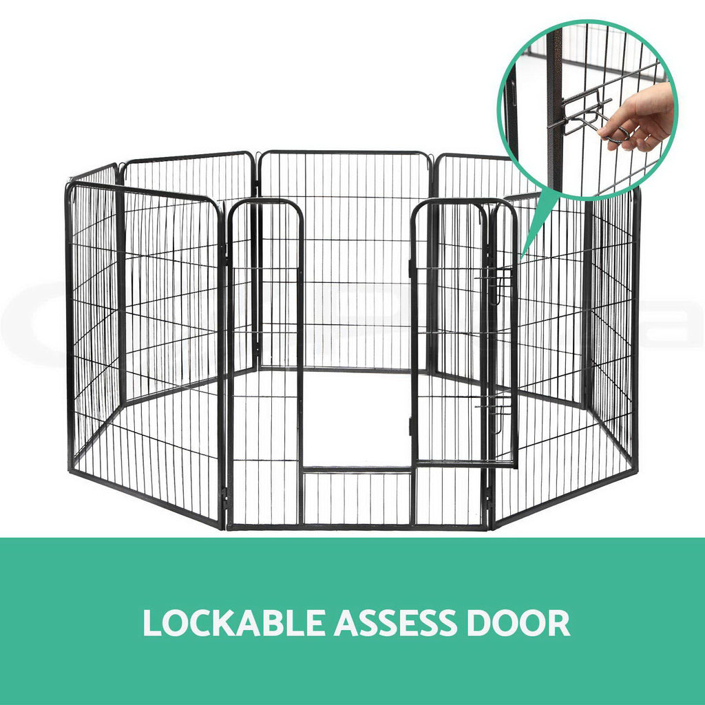 8 Panel Foldable Metal Dog Puppy Playpen Enclosure