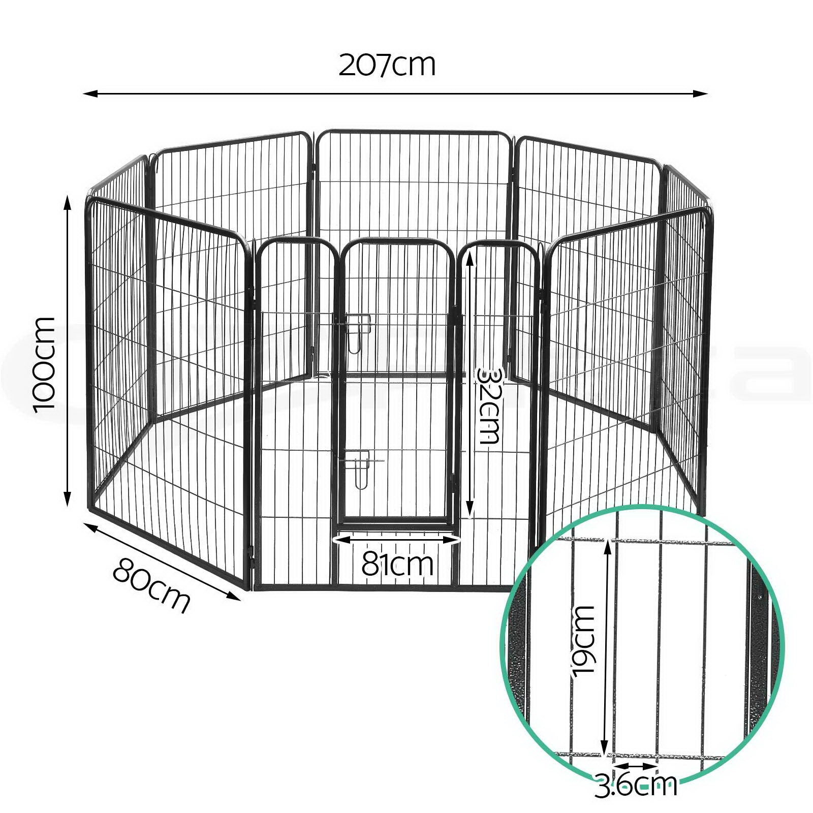 8 Panel Foldable Metal Dog Puppy Playpen Enclosure