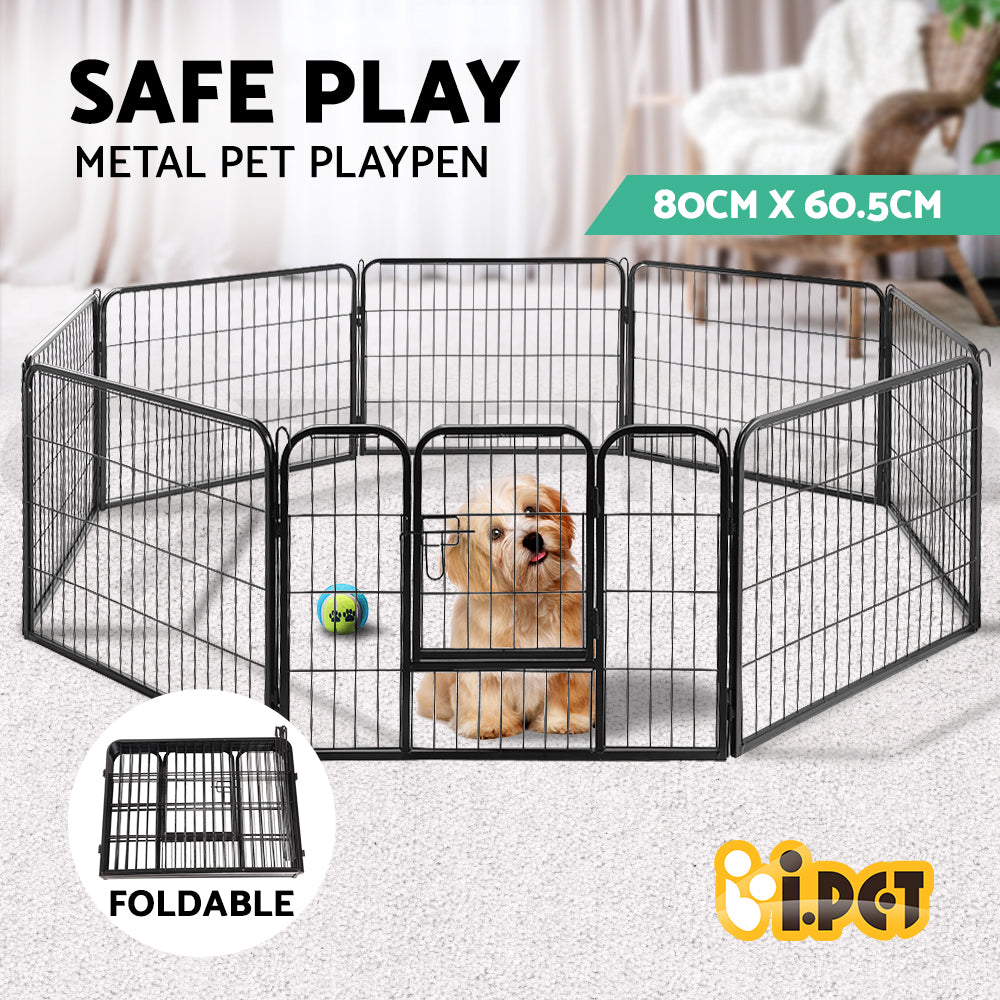 8 Panel Foldable Metal Dog Puppy Playpen Enclosure
