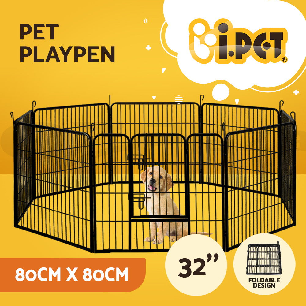 8 Panel Foldable Metal Dog Puppy Playpen Enclosure