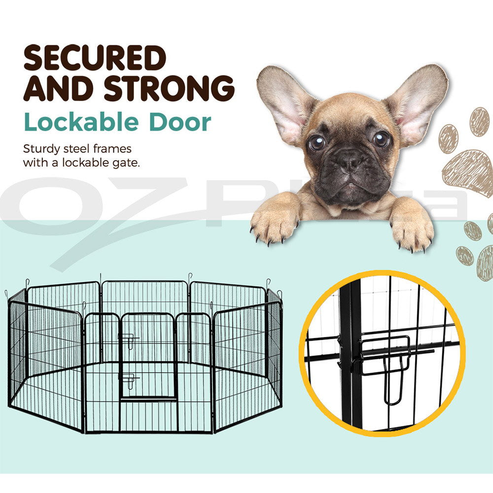 8 Panel Foldable Metal Dog Puppy Playpen Enclosure