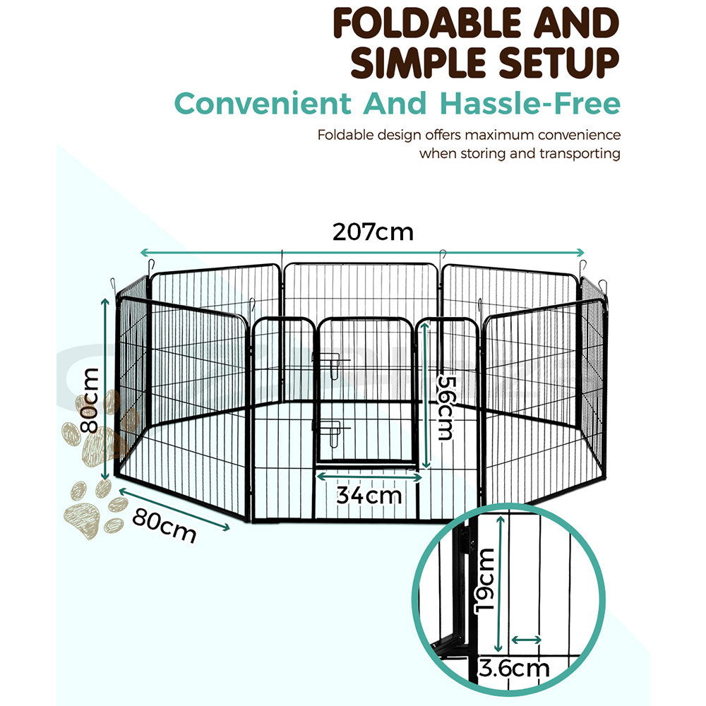 8 Panel Foldable Metal Dog Puppy Playpen Enclosure