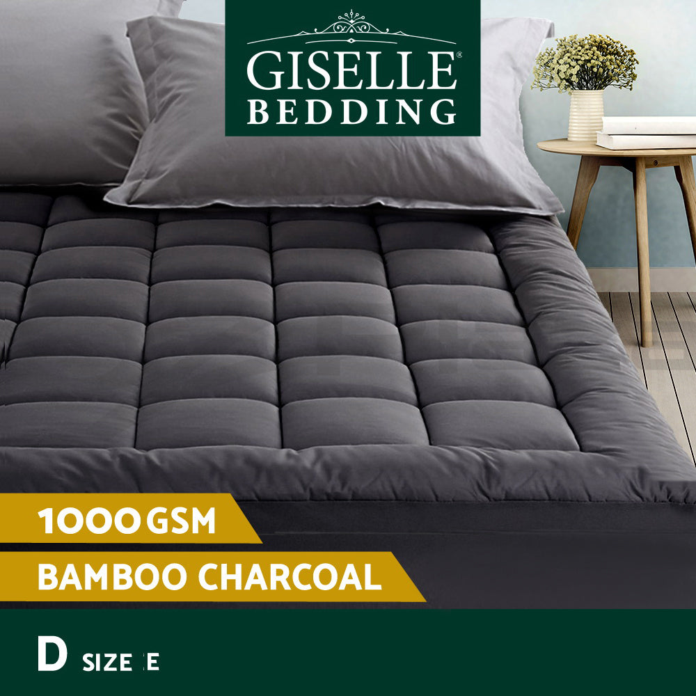 Bamboo Charcoal Pillowtop Mattress Topper Protector Cover
