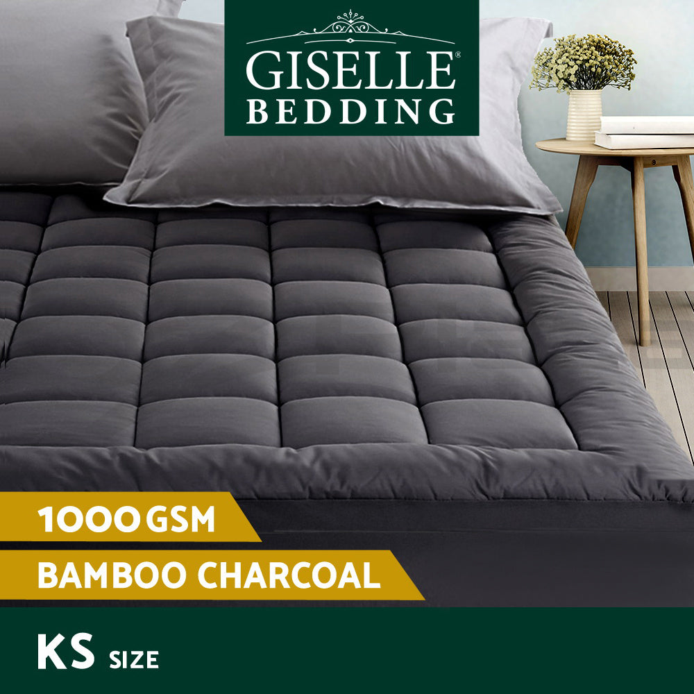 Bamboo Charcoal Pillowtop Mattress Topper Protector Cover
