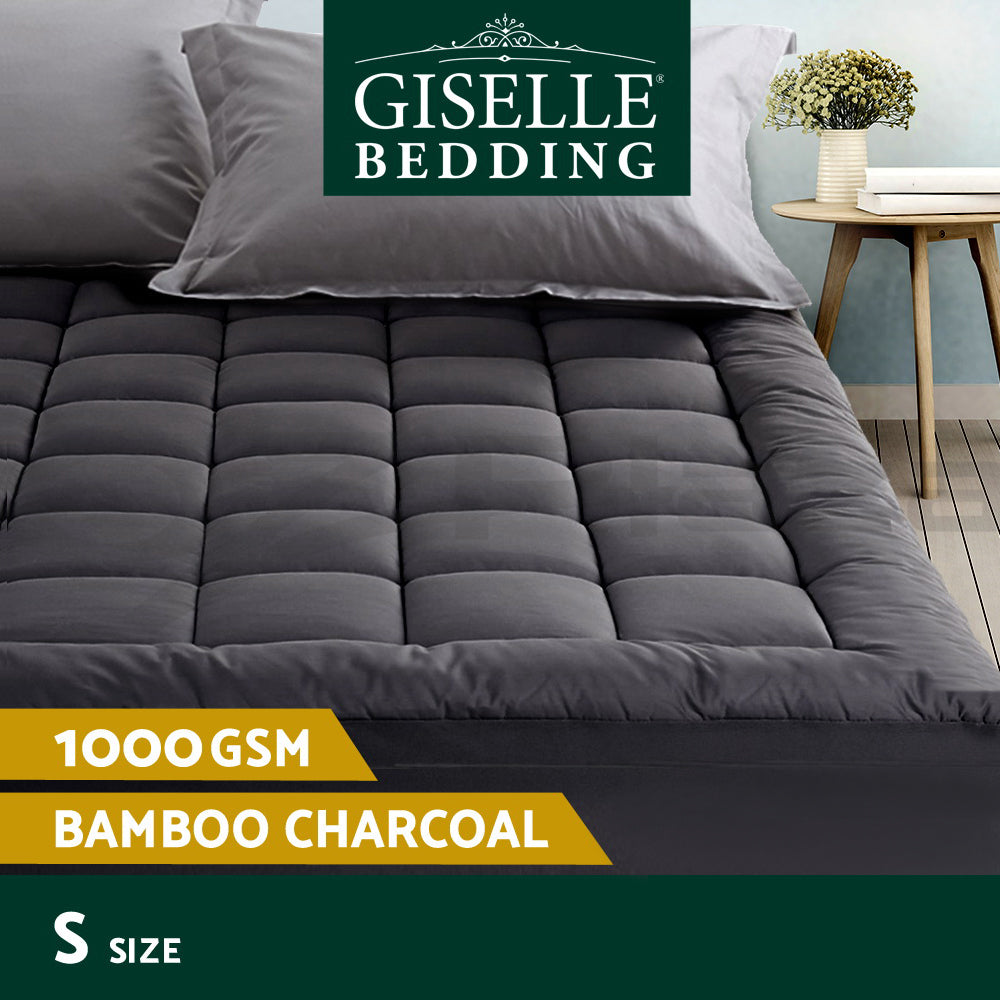 Bamboo Charcoal Pillowtop Mattress Topper Protector Cover