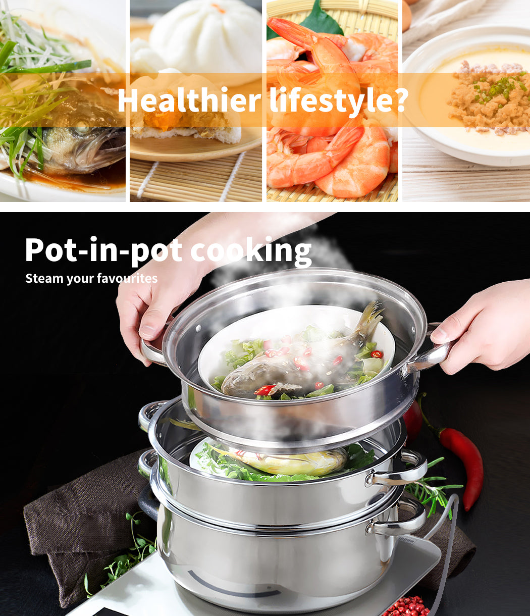 3/4 Tier Steamer Pot – Toque Stainless Steel Kitchen Cookware