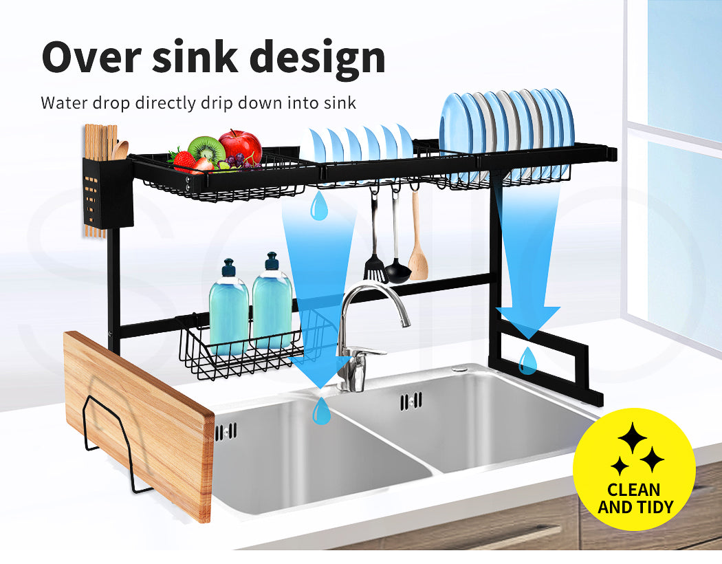 Toque Dish Drying Rack – Stainless Steel Over-Sink Cup & Cutlery Organizer