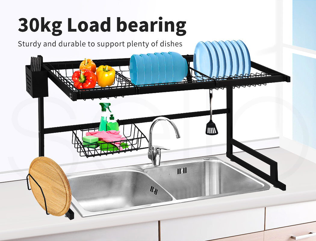 Toque Dish Drying Rack – Stainless Steel Over-Sink Cup & Cutlery Organizer