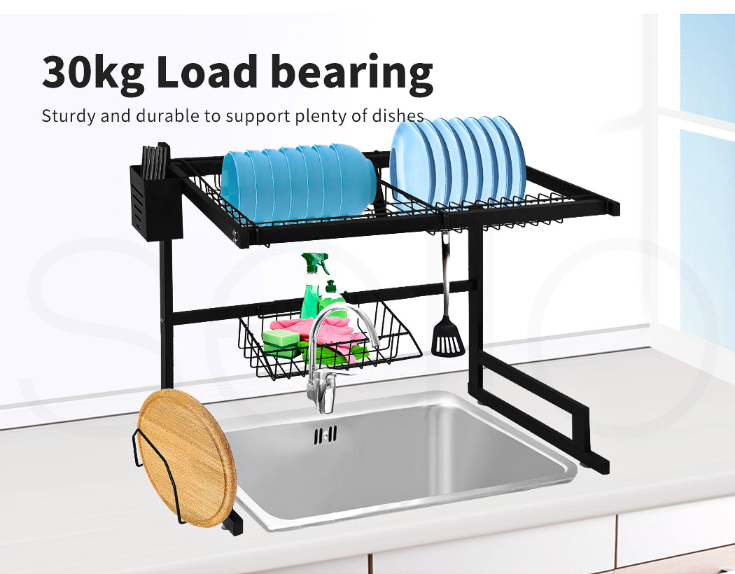 Toque Dish Drying Rack – Stainless Steel Over-Sink Cup & Cutlery Organizer